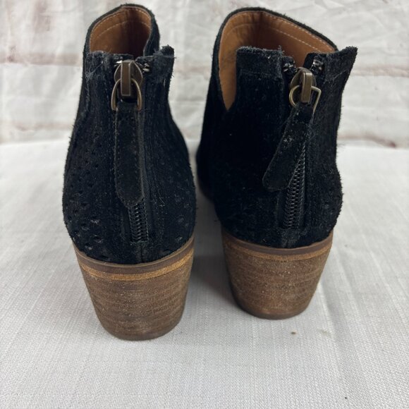 Susina Women's 7 Black Suede Perforated Blakely Ankle Booties - Picture 8 of 9